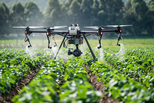 Drone spraying crops